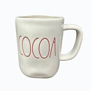 Rae Dunn COCOA Mug Coffee Cup Magenta Ceramic Christmas Farmhouse Holiday Red